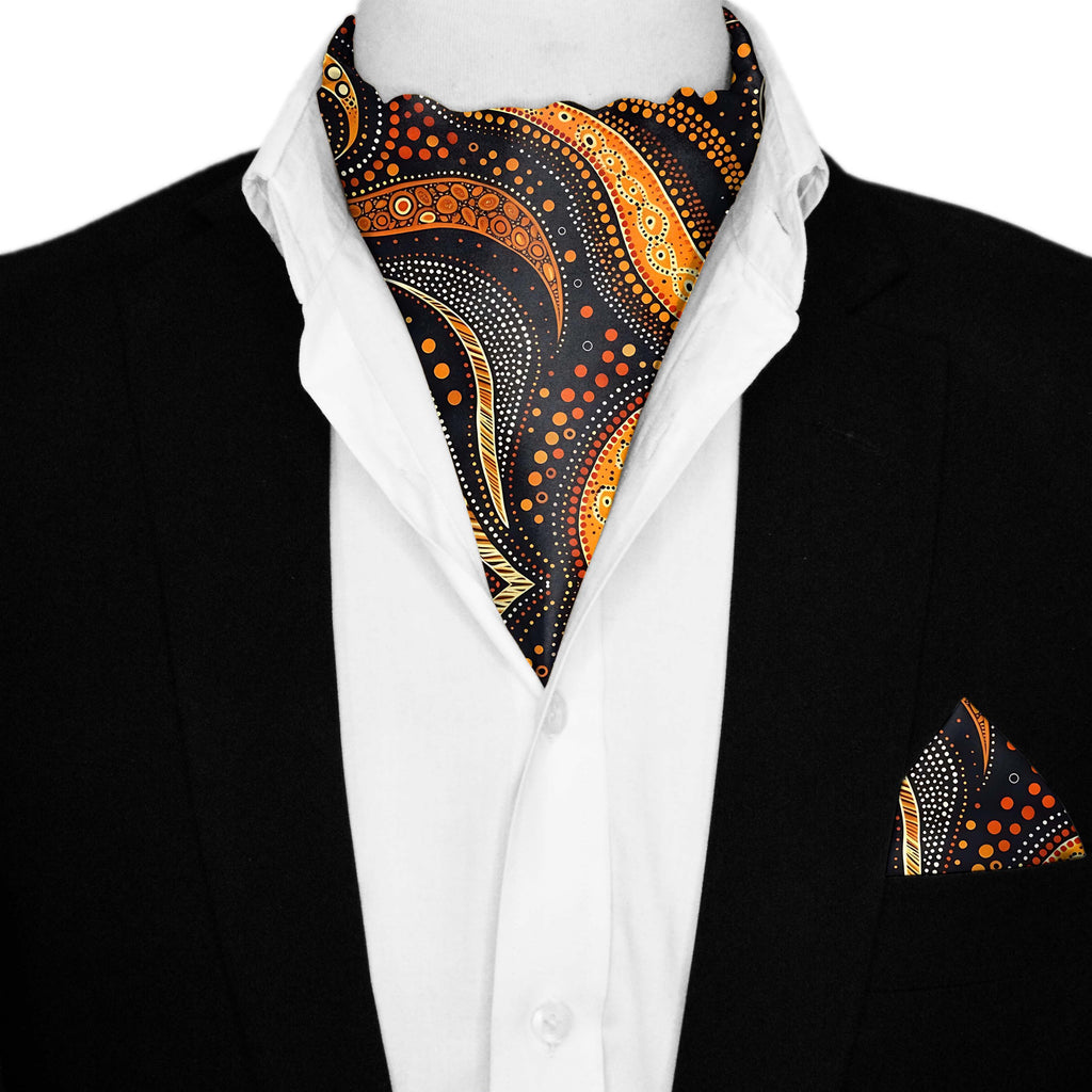 ABORIGINAL SILK ASCOT AND POCKET SQUARE SET – PREMIUM COLLECTION