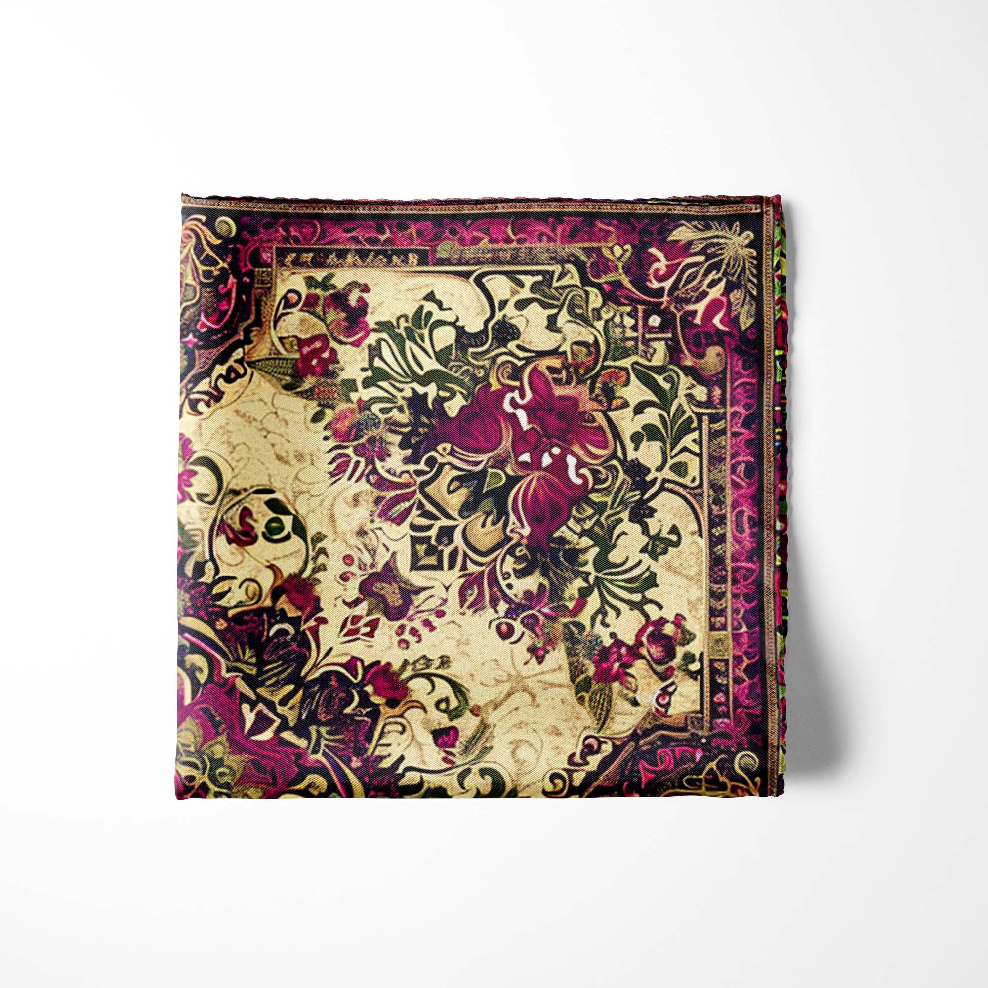 ARABESQUE ABSTRACT VINTAGE SILK POCKET SQUARE