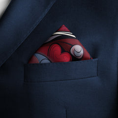 COLORFUL CARVED HEARTS SILK POCKET SQUARE - VALENTINE DAY COLLECTION