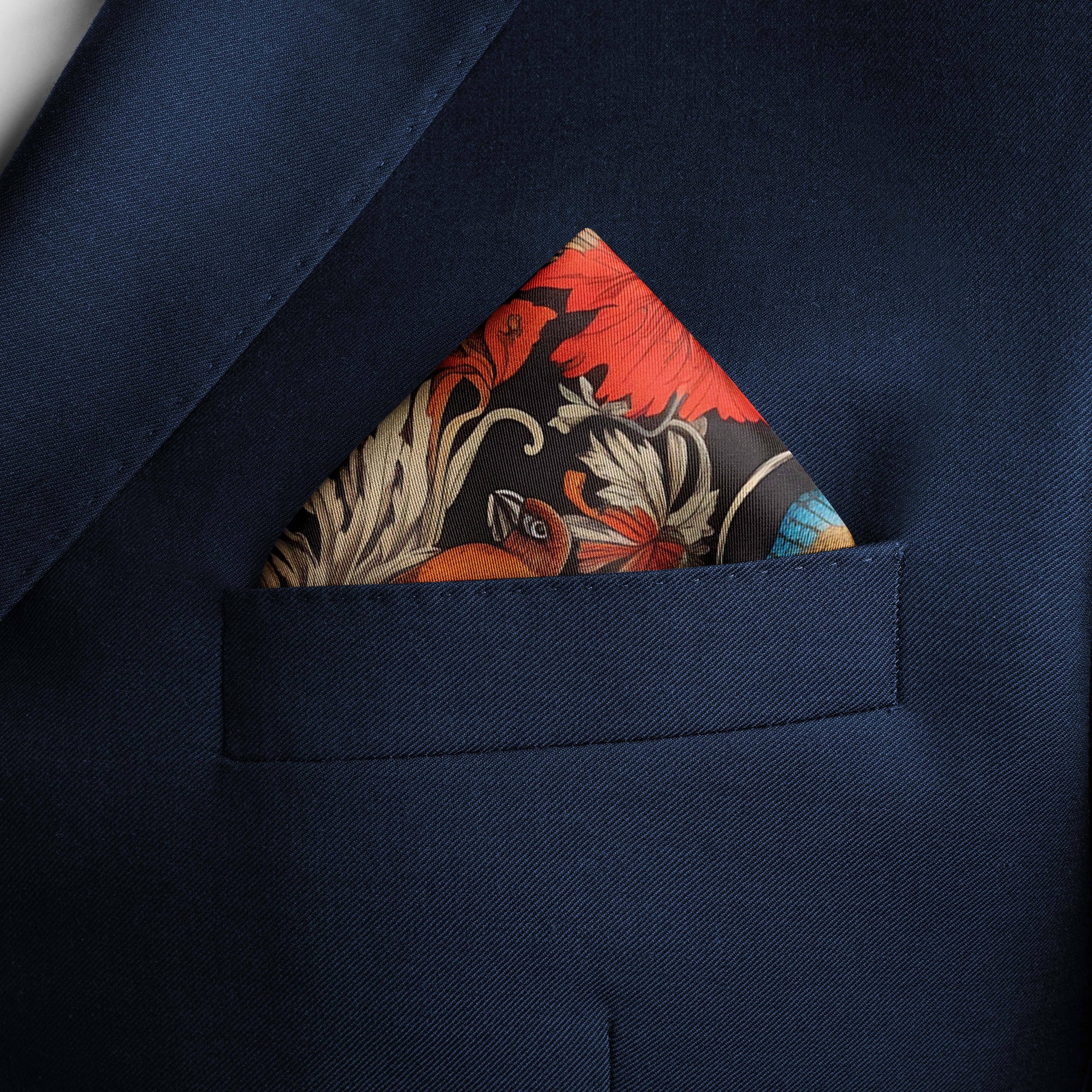 JUNGLE LOVE SILK POCKET SQUARE