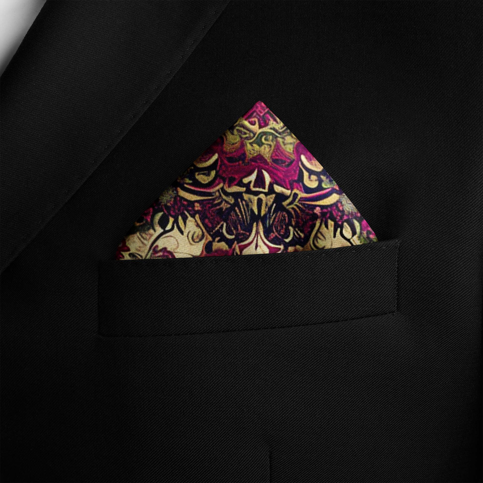 ARABESQUE ABSTRACT VINTAGE SILK POCKET SQUARE