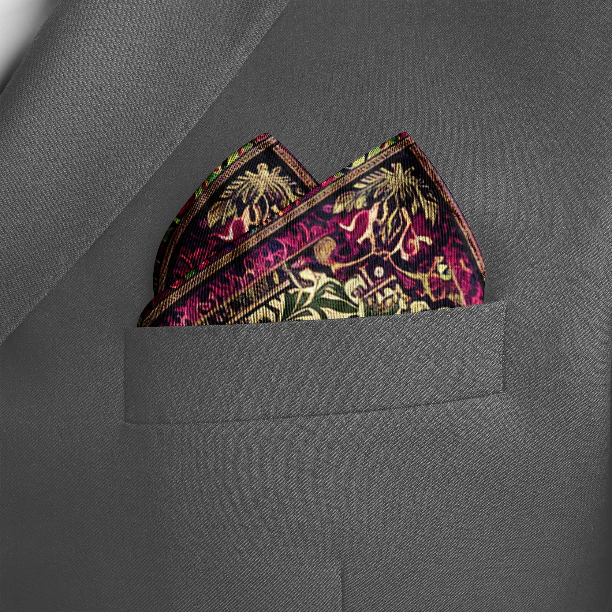 ARABESQUE ABSTRACT VINTAGE SILK POCKET SQUARE