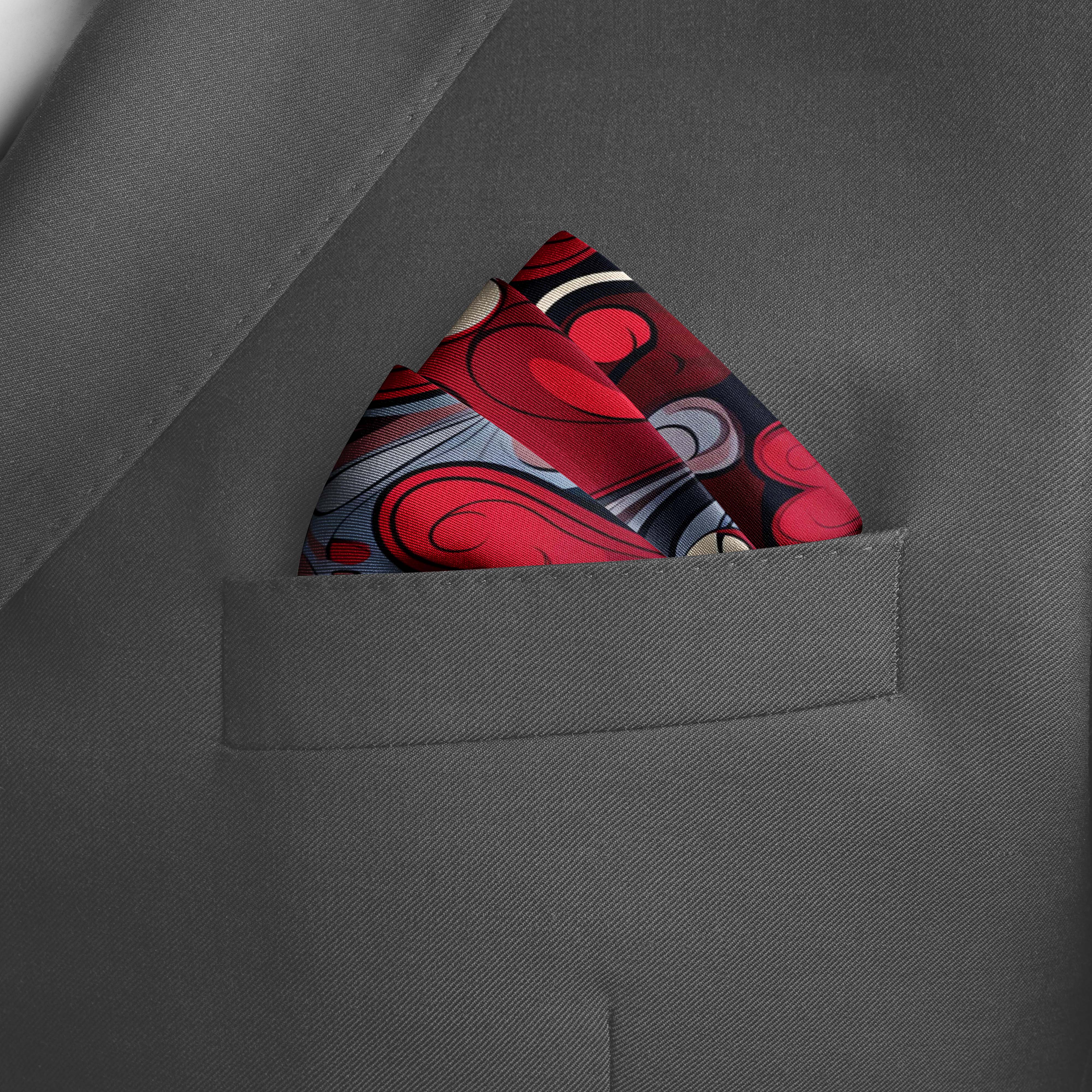 COLORFUL CARVED HEARTS SILK POCKET SQUARE - VALENTINE DAY COLLECTION