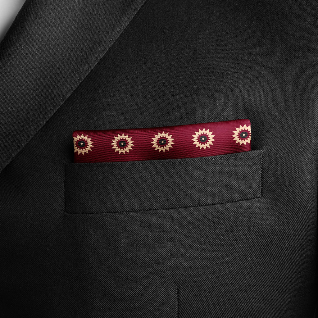 RED REVISABLE SILK POCKET SQUARE