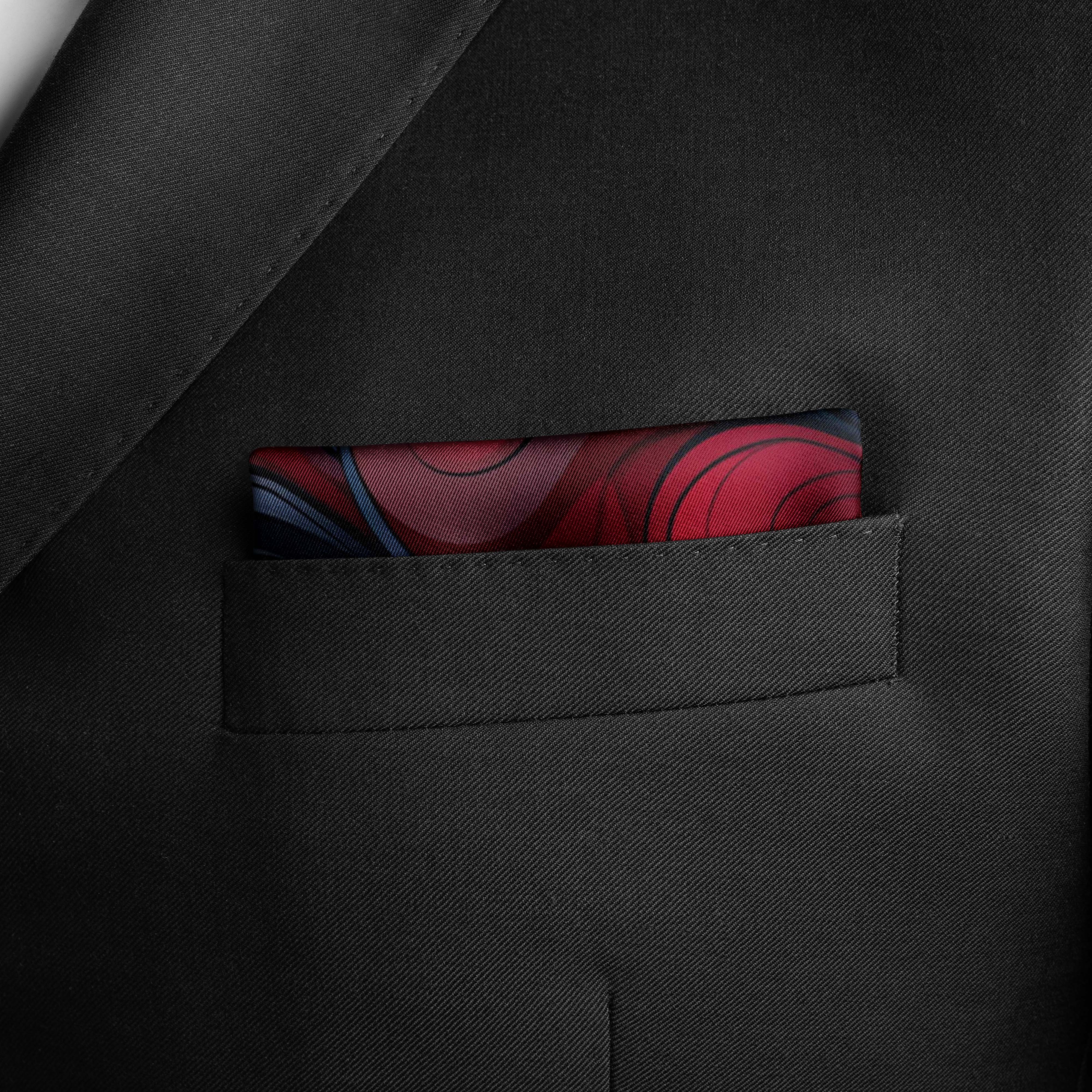 COLORFUL CARVED HEARTS SILK POCKET SQUARE - VALENTINE DAY COLLECTION