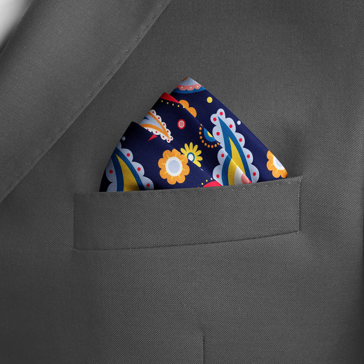 GOLDEN BLUE PAISLEY SILK POCKET SQUARE