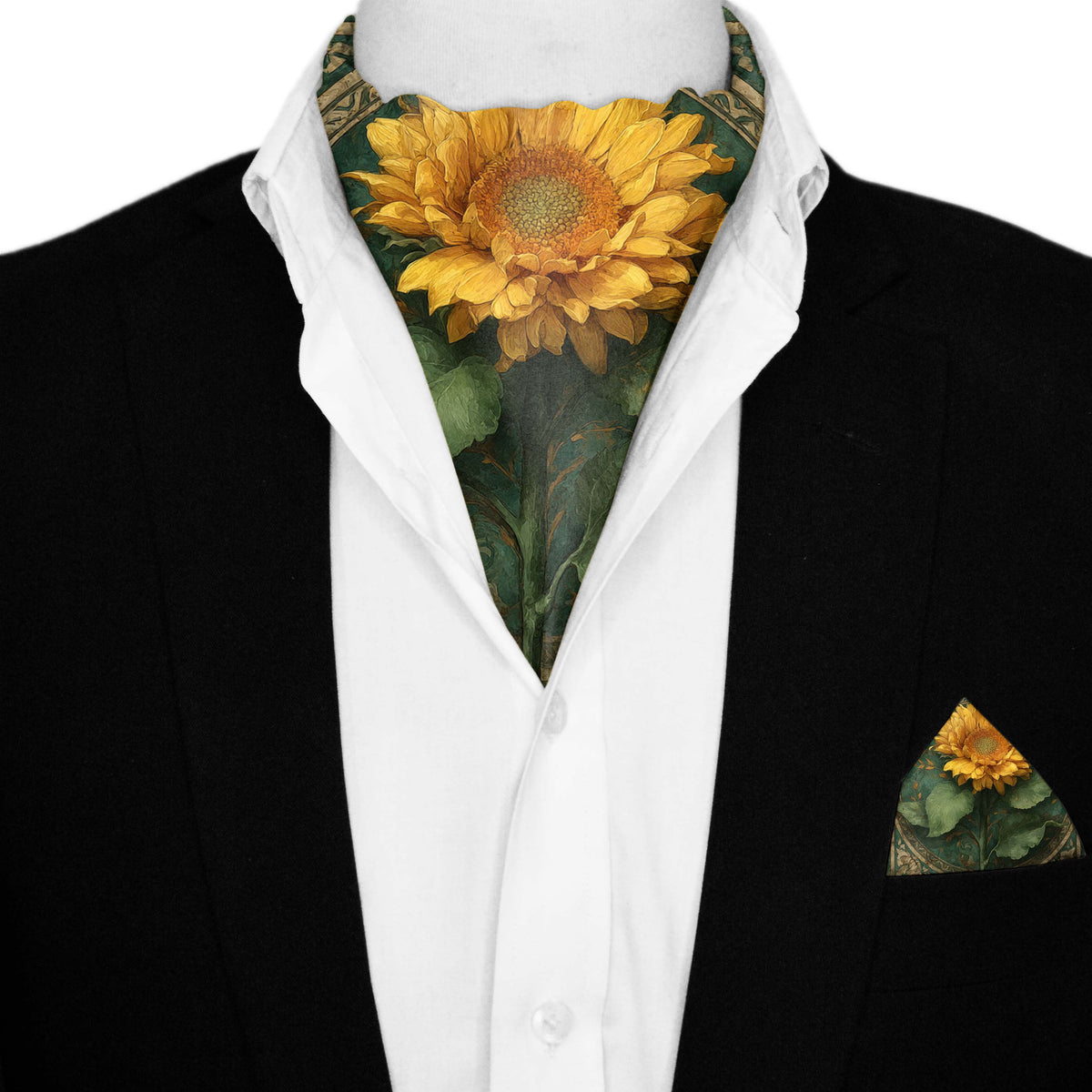 SOLEIL SILK ASCOT AND POCKET SQUARE SET – PREMIUM COLLECTION