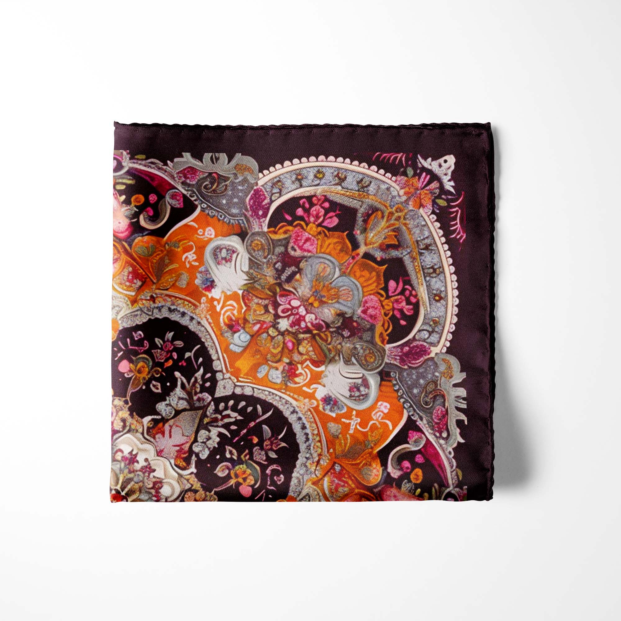 ORNAMENTAL PAISLEY SILK POCKET SQUARE