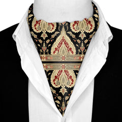 IKAT ETHNIC SILK ASCOT WITH LAPEL PIN AND POCKET SQUARE