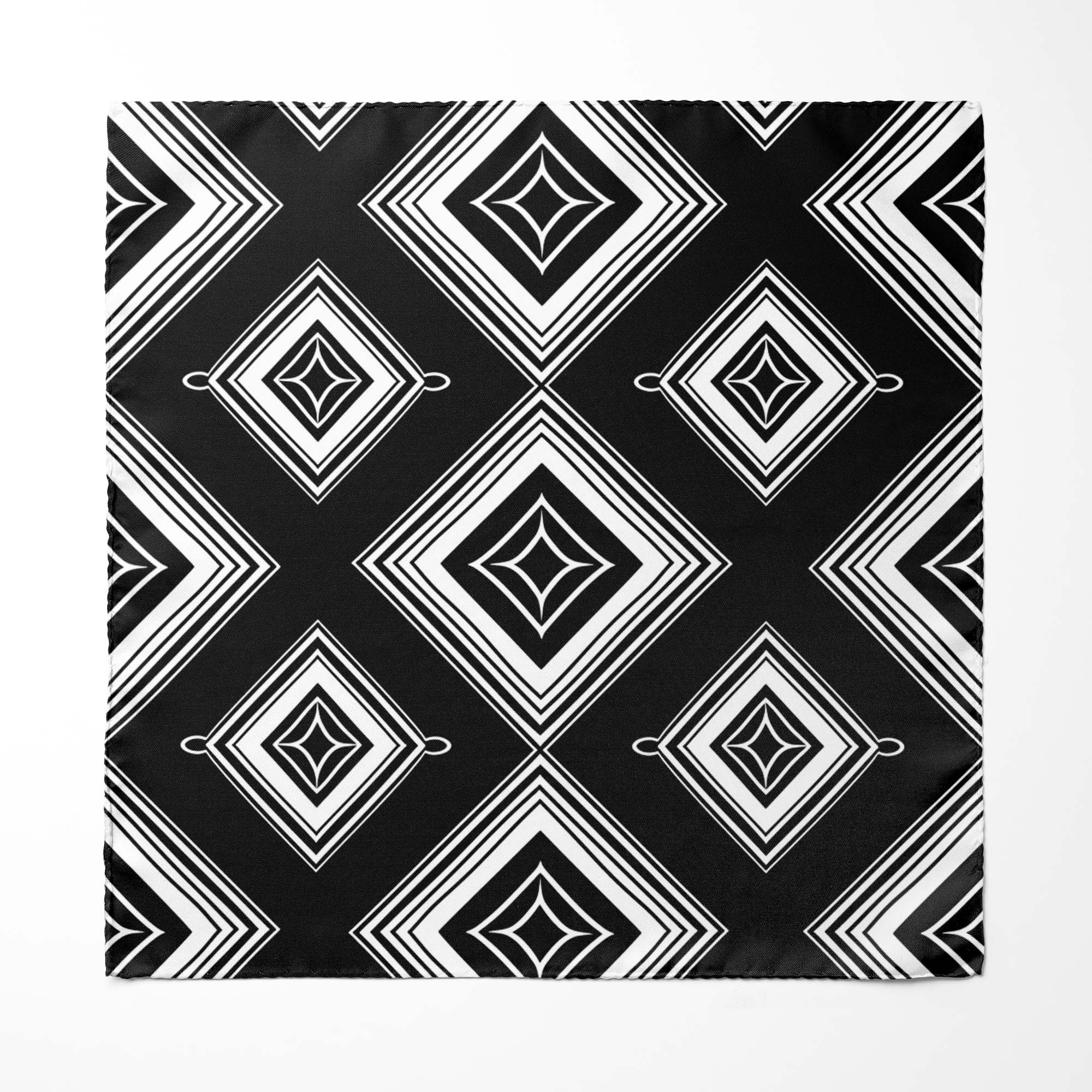 SQUARES GEOMETRIC SILK ASCOT AND POCKET SQUARE SET – PREMIUM COLLECTION