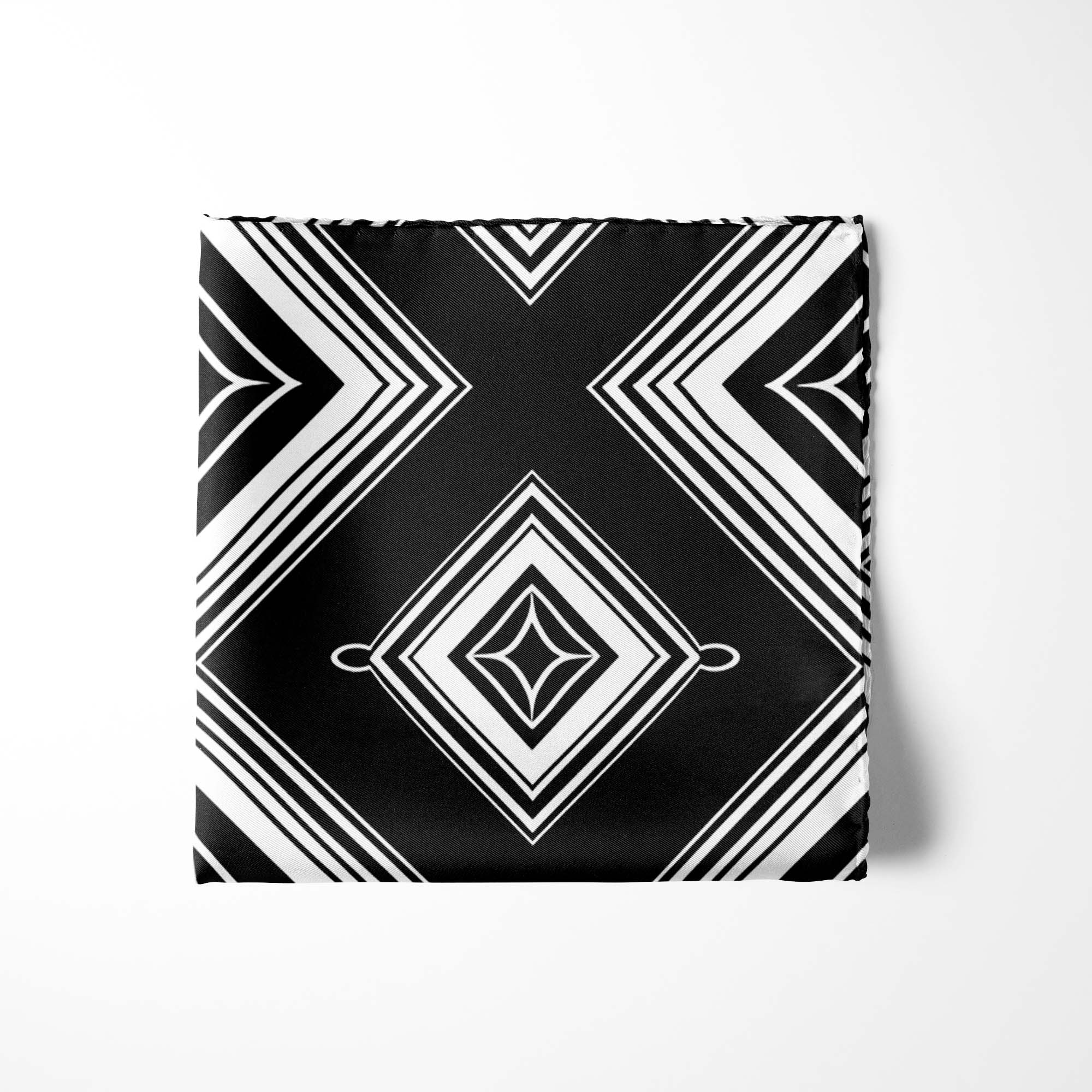 SQUARES GEOMETRIC SILK POCKET SQUARE