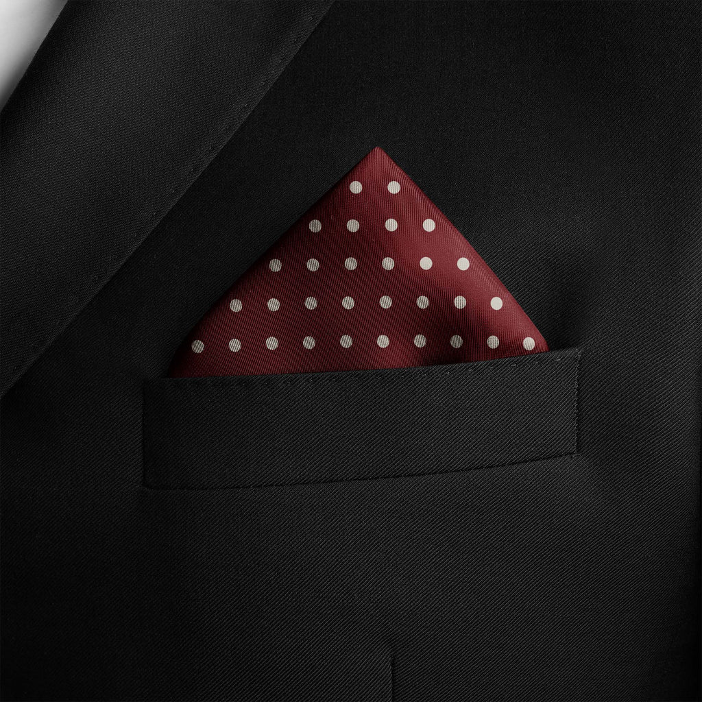 BURGUNDY SPOT SILK POCKET SQUARE