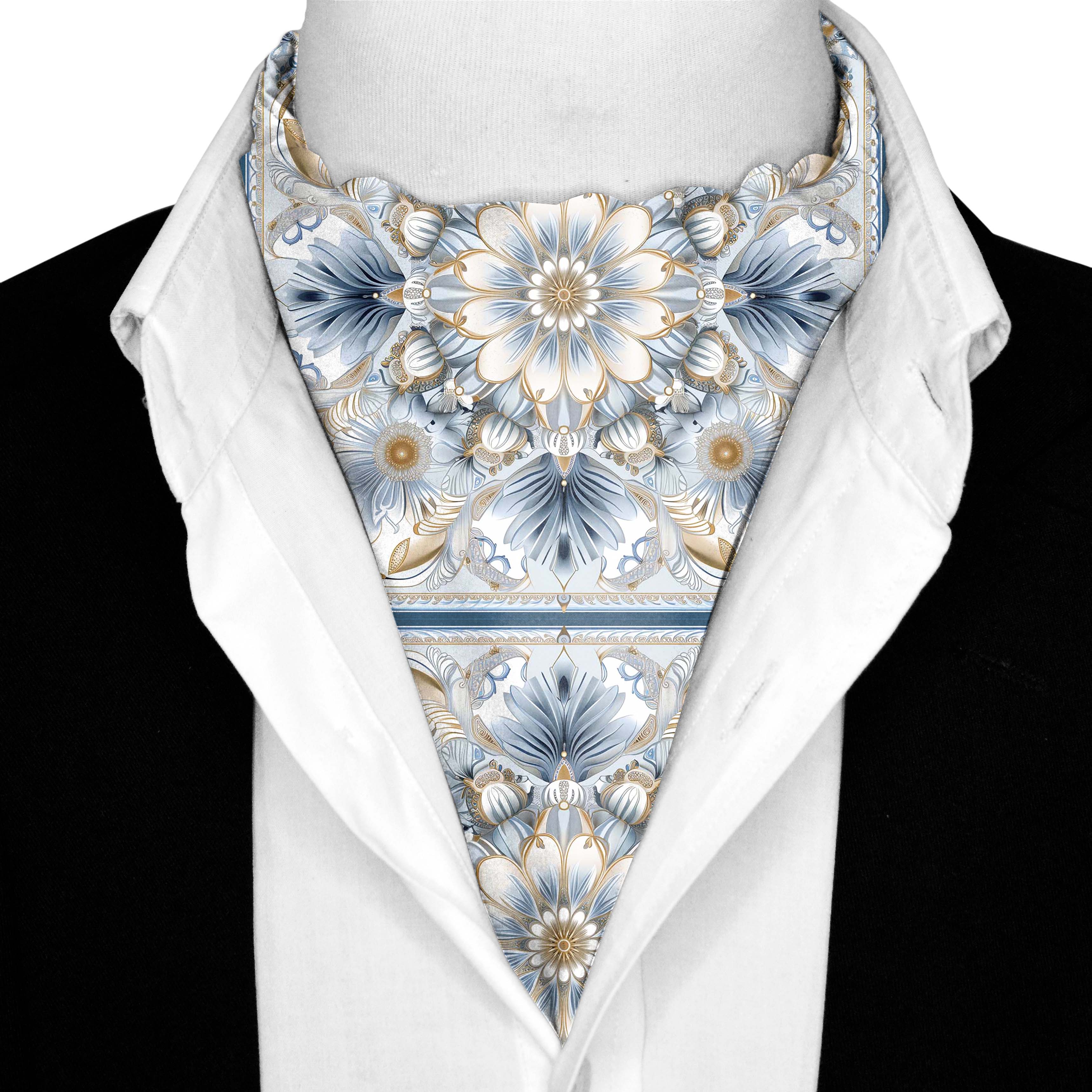 LUXURY ARABIC  SILK ASCOT AND POCKET SQUARE SET – PREMIUM COLLECTION