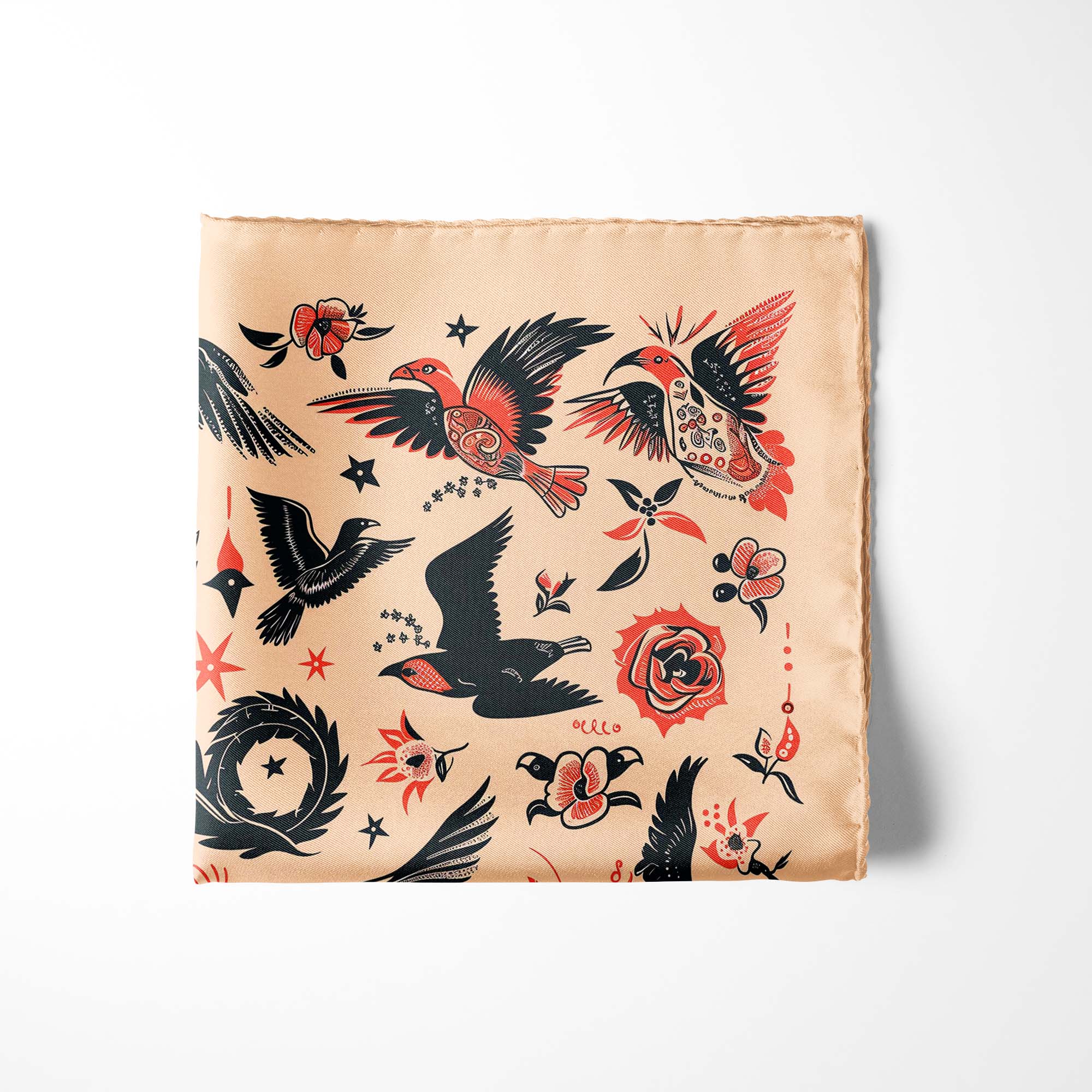 TATTOO FLASH BANDANA SILK POCKET SQUARE