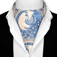 LUXURY CHINOIAERIE SILK ASCOT WITH LAPEL PIN AND POCKET SQUARE