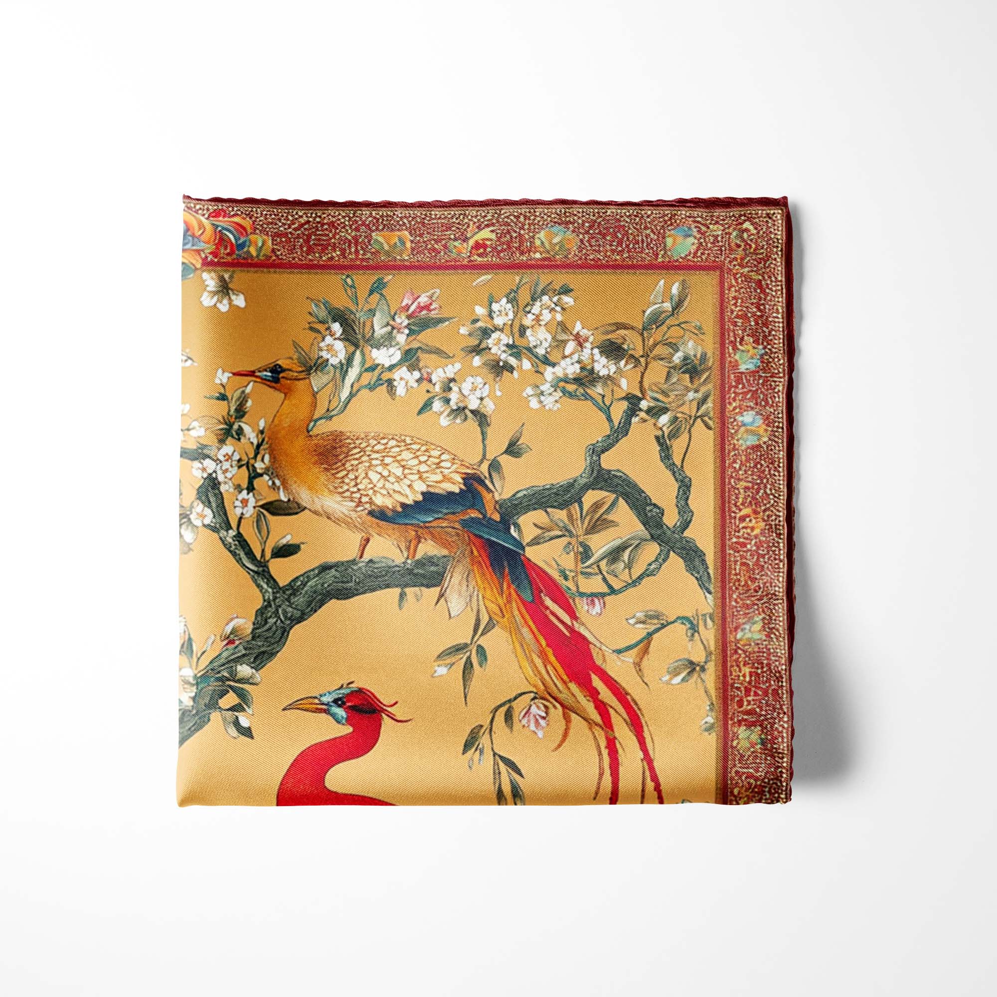 OUTSIDE IN SONG BIRD SILK POCKET SQUARE