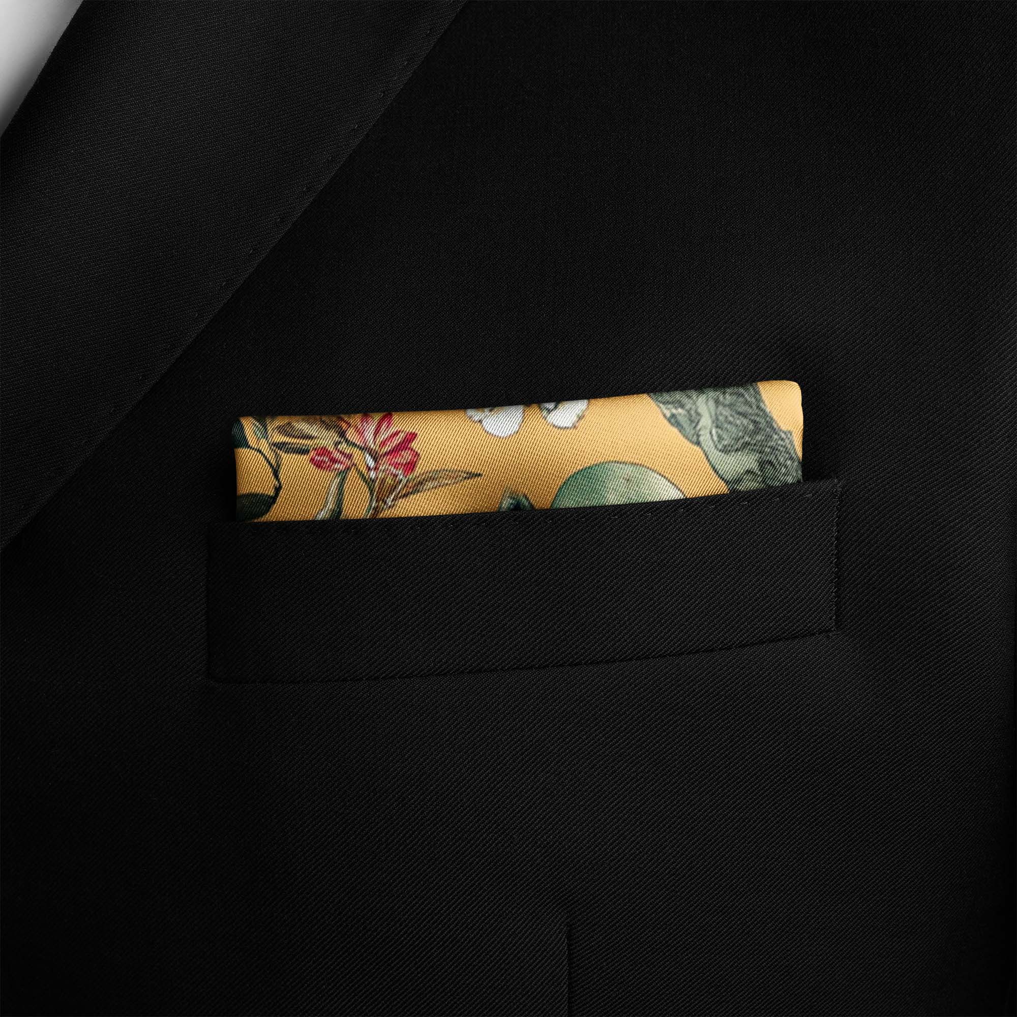 OUTSIDE IN SONG BIRD SILK POCKET SQUARE