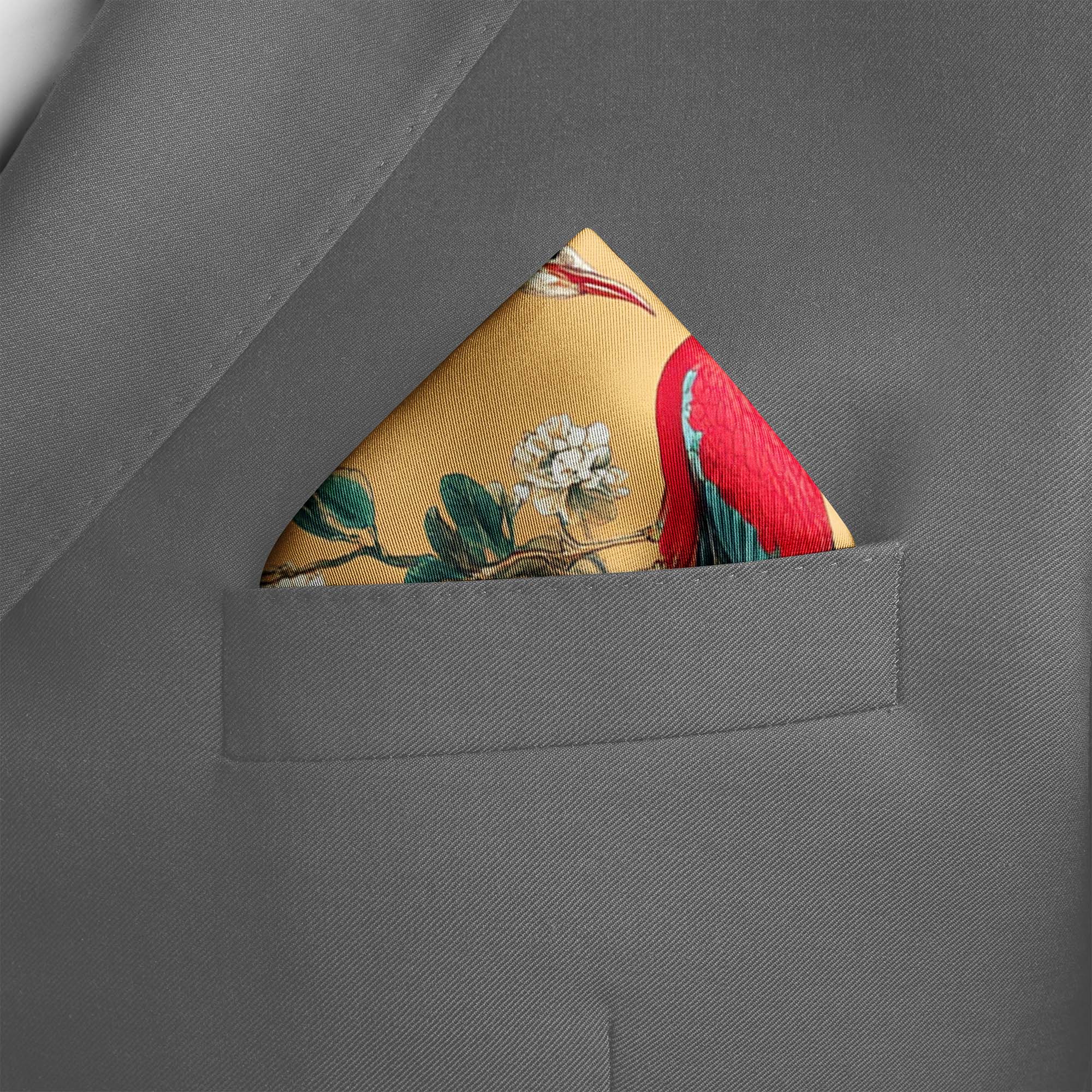 OUTSIDE IN SONG BIRD SILK POCKET SQUARE