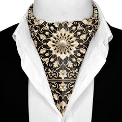 MANDALA ART SILK ASCOT WITH LAPEL PIN AND POCKET SQUARE