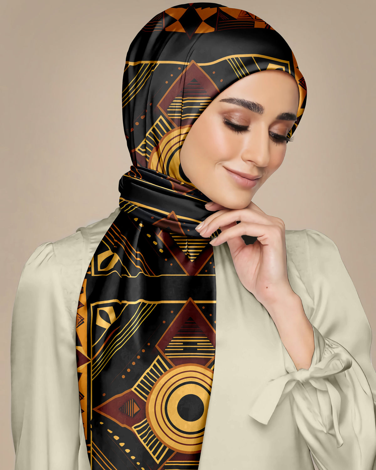 LUXURY AFROFUTURISM SILK WOMEN HIJAB – PREMIUM COLLECTION