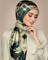 GREEN VINTAGE ART SILK WOMEN HIJAB – PREMIUM COLLECTION