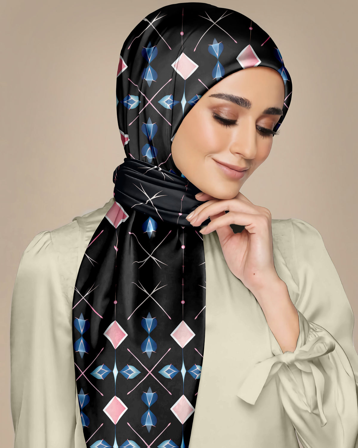 NIGHT BLUE SILK WOMEN HIJAB – PREMIUM COLLECTION