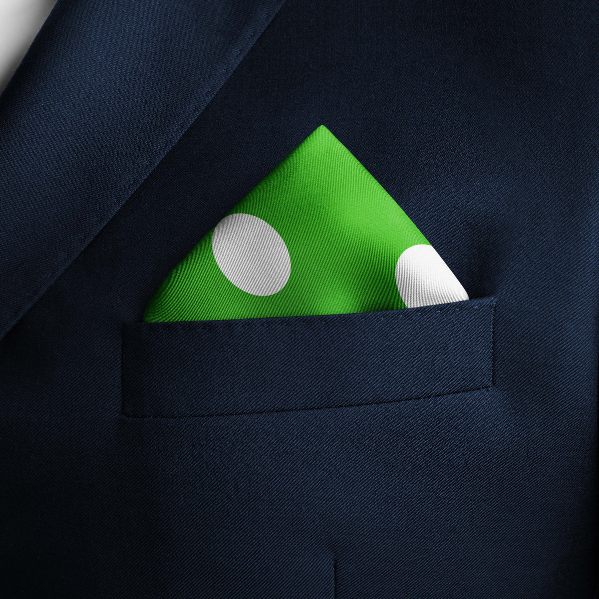 GREEN POLKA DOTS SILK POCKET SQUARE