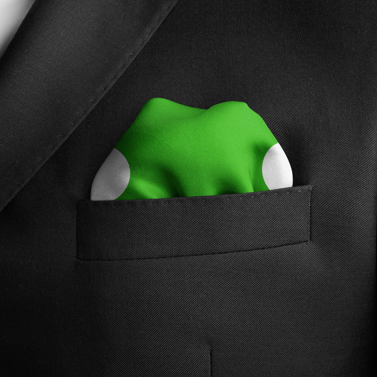 GREEN POLKA DOTS SILK POCKET SQUARE