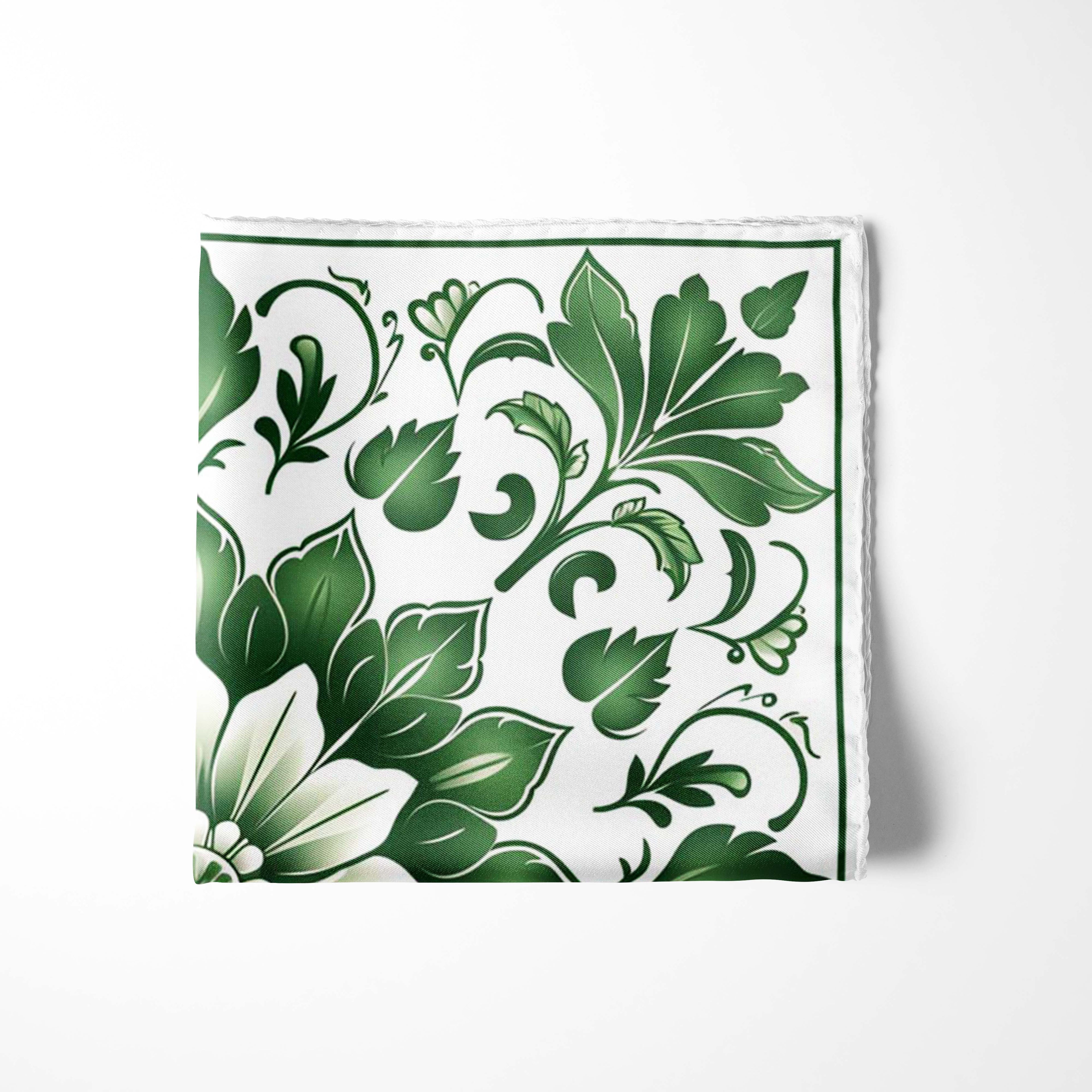 SCANDINAVIAN GREEN SILK POCET SQUARE
