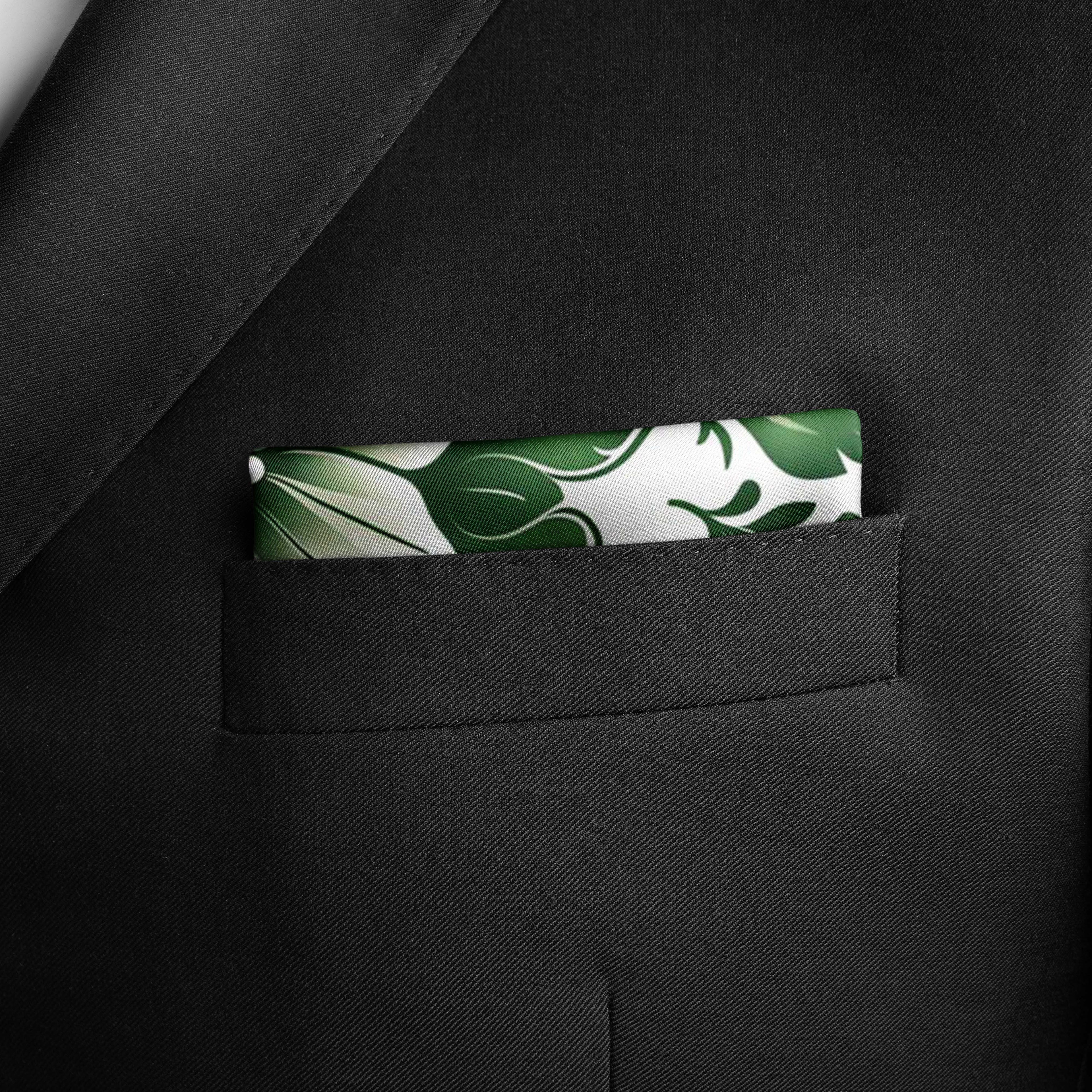 SCANDINAVIAN GREEN SILK POCET SQUARE