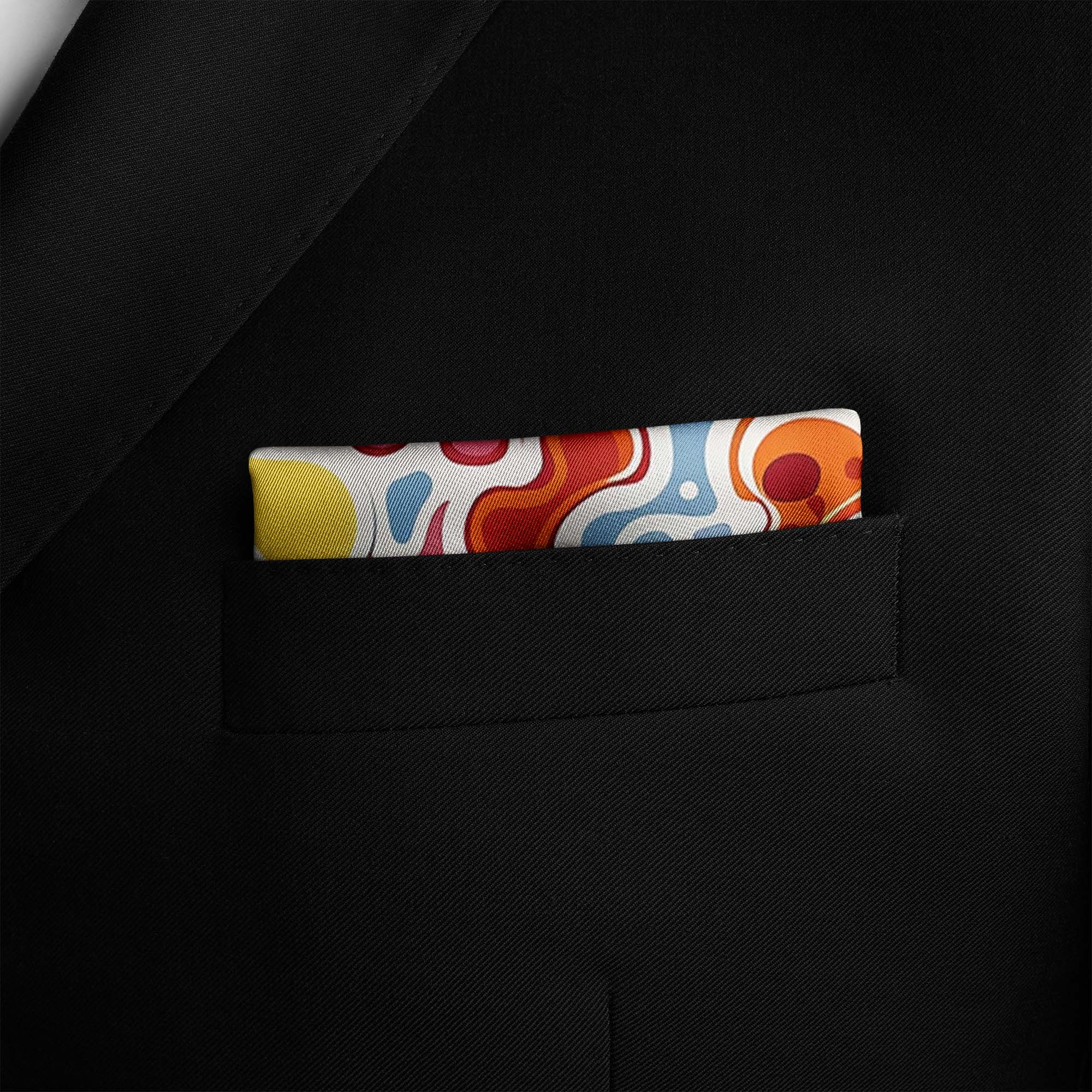 ABSTRACT KEYNOTE SILK POCKET SQUARE