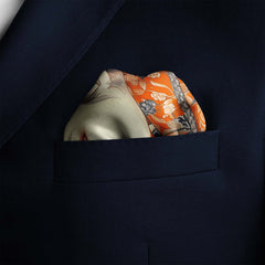 ASIAN ART NOUVEAU SILK POCKET SQUARE