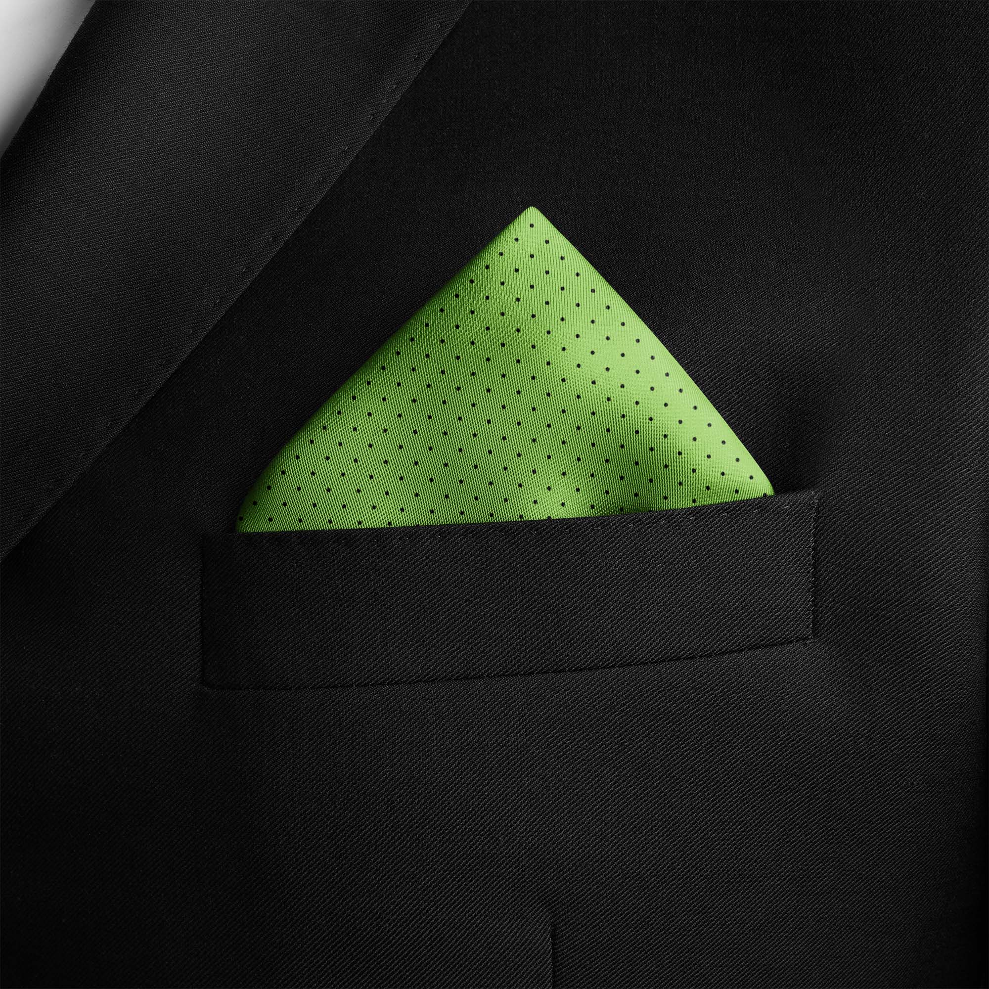 KELLY GREEN DOT SILK POCKET SQUARE