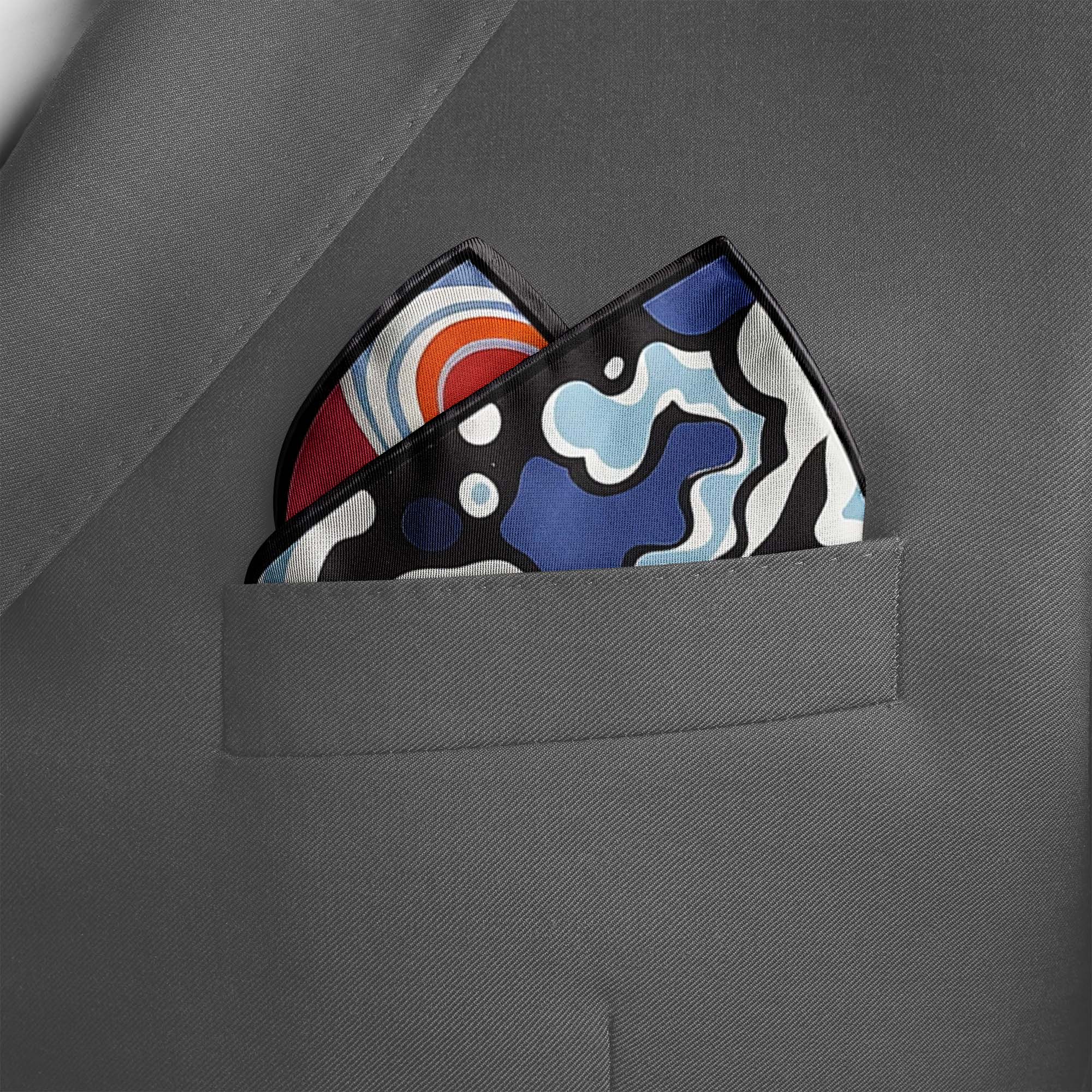 ABSTRACT KEYNOTE SILK POCKET SQUARE