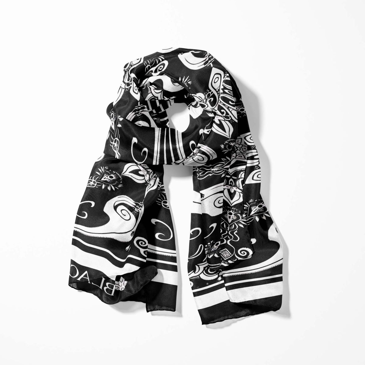 BEED DESIGN SILK SCARF WITH LAPEL PIN AND POCKET SQUARE