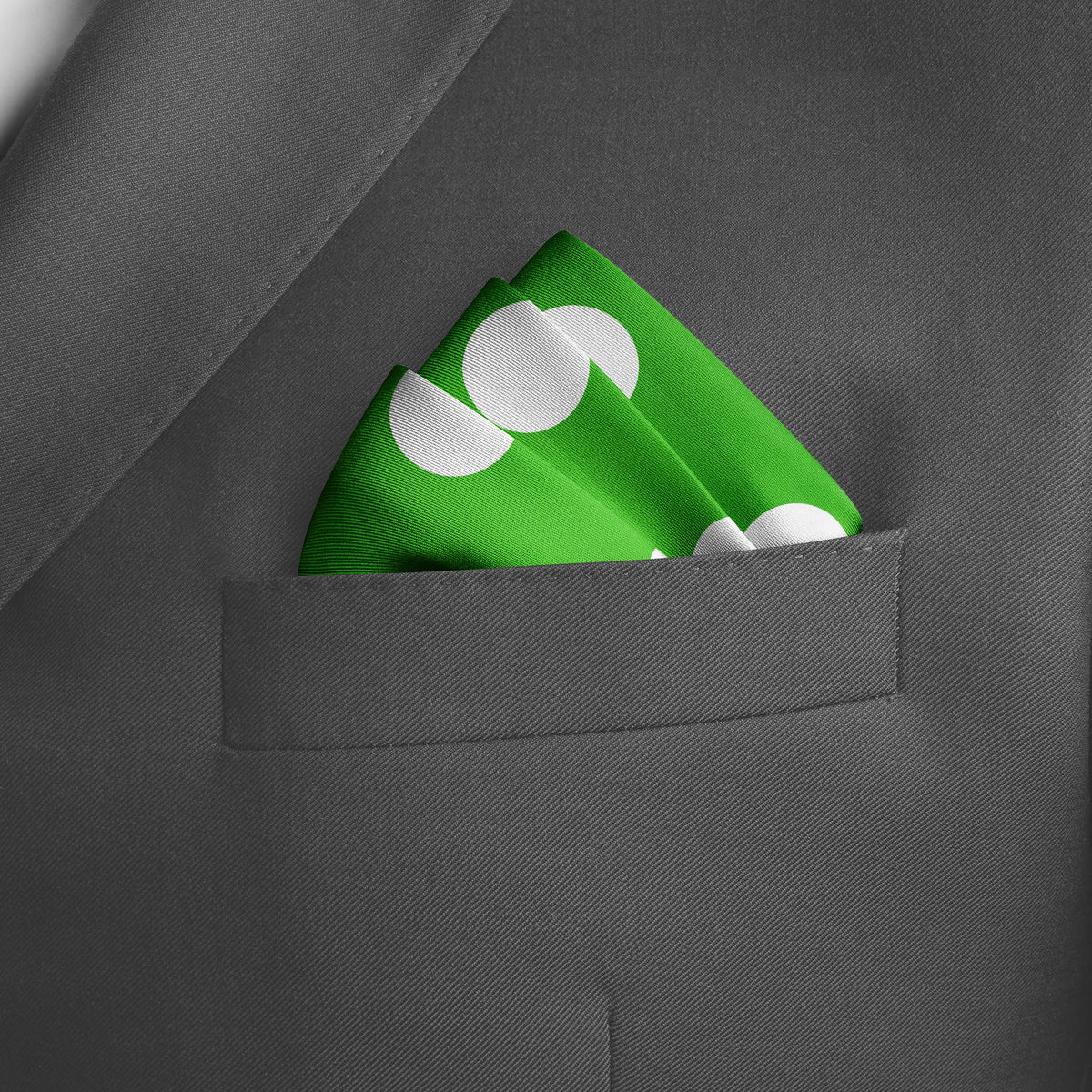 GREEN POLKA DOTS SILK POCKET SQUARE