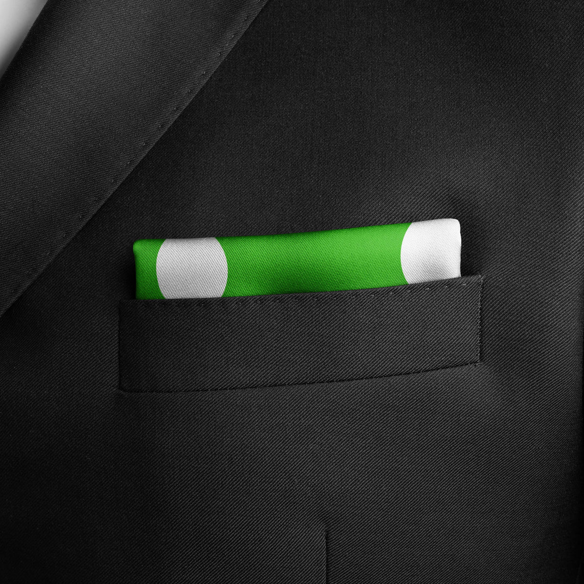 GREEN POLKA DOTS SILK POCKET SQUARE