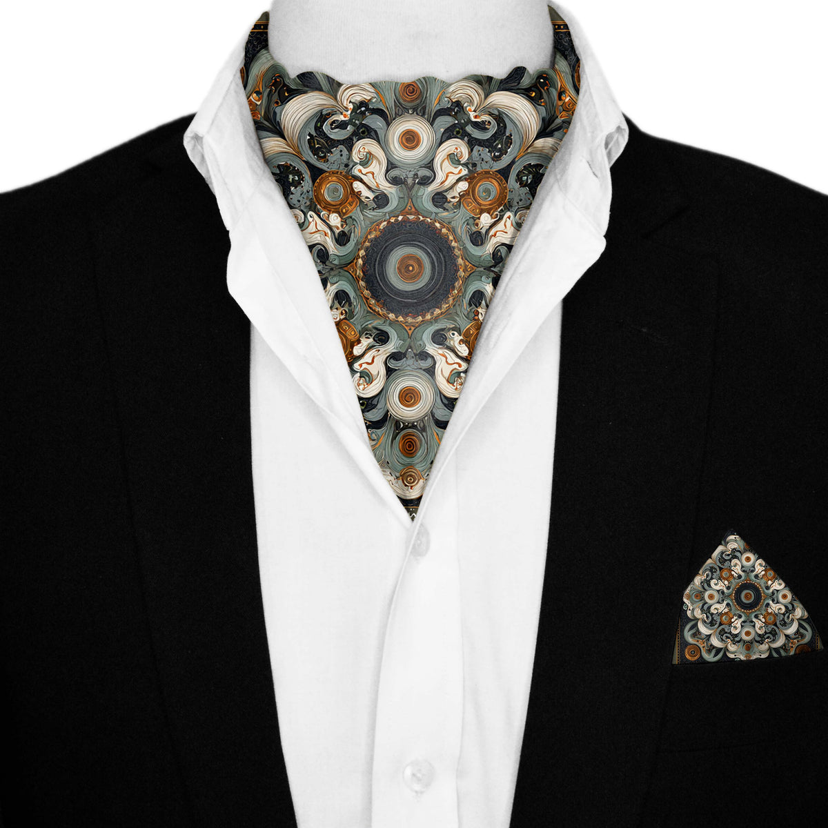 VERMILLION SILK ASCOT AND POCKET SQUARE SET – PREMIUM COLLECTION