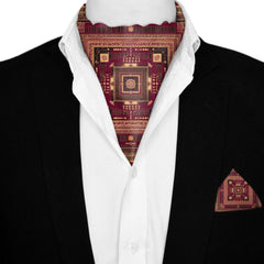 MANDALA FORT SILK ASCOT AND POCKET SQUARE SET – PREMIUM COLLECTION