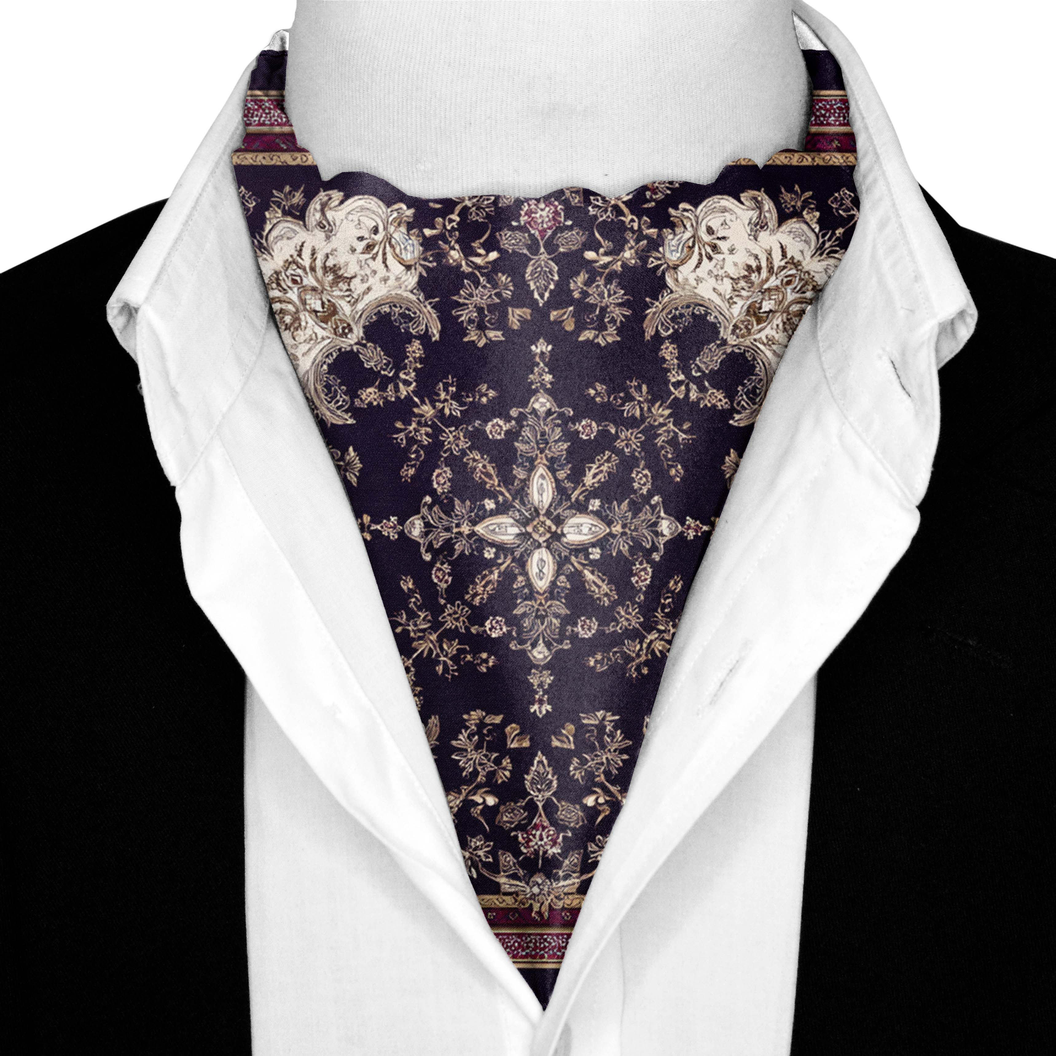 NOCTURNE SILK ASCOT AND POCKET SQUARE SET – PREMIUM COLLECTION