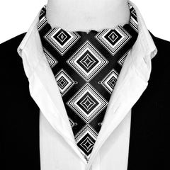 SQUARES GEOMETRIC SILK ASCOT AND POCKET SQUARE SET – PREMIUM COLLECTION