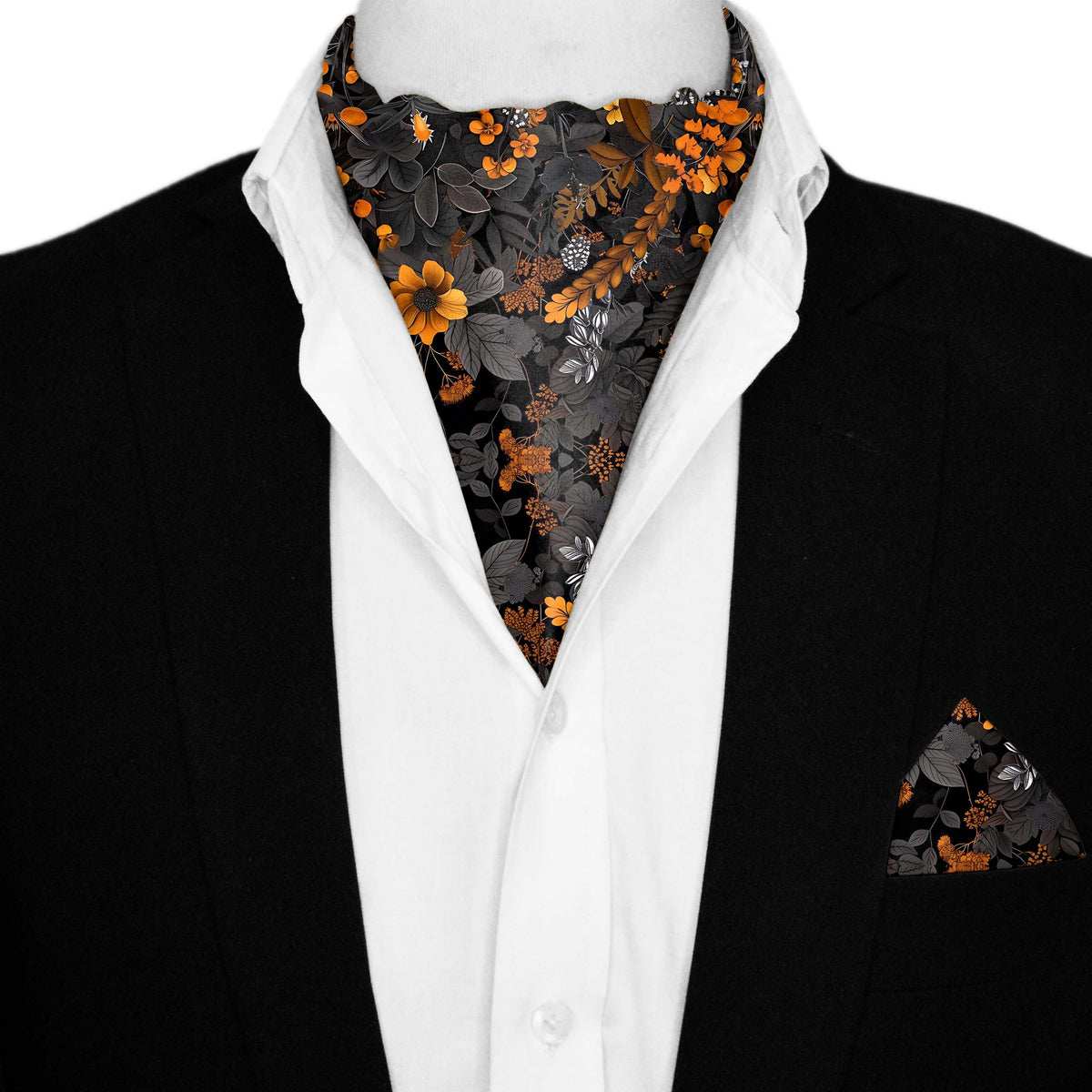 HALLOWEEN TREE SILK ASCOT AND POCKET SQUARE SET – PREMIUM COLLECTION