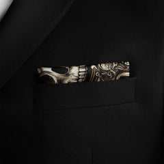 SKULL WITH A SHADOWY SILK POCKET SQUARE