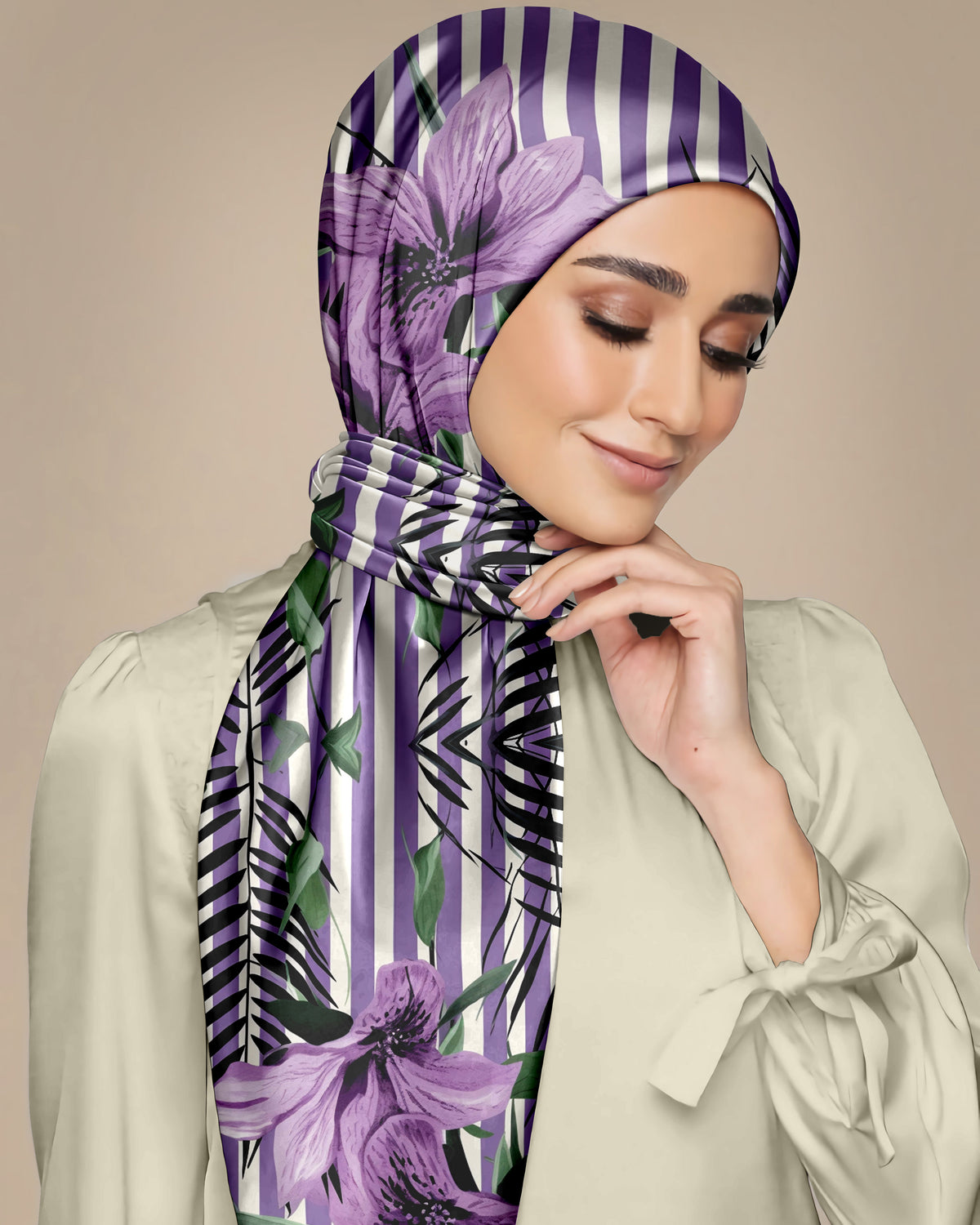 SPRING FLORAL SILK WOMEN HIJAB – PREMIUM COLLECTION