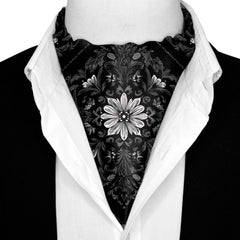 OBSIDIAN SILK ASCOT AND POCKET SQUARE SET – PREMIUM COLLECTION