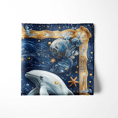 TWO DOLPHINS SILK POCKET SQUARE