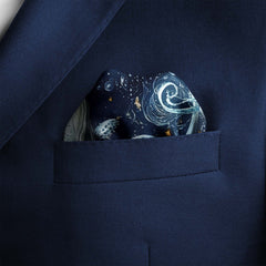 TWO DOLPHINS SILK POCKET SQUARE