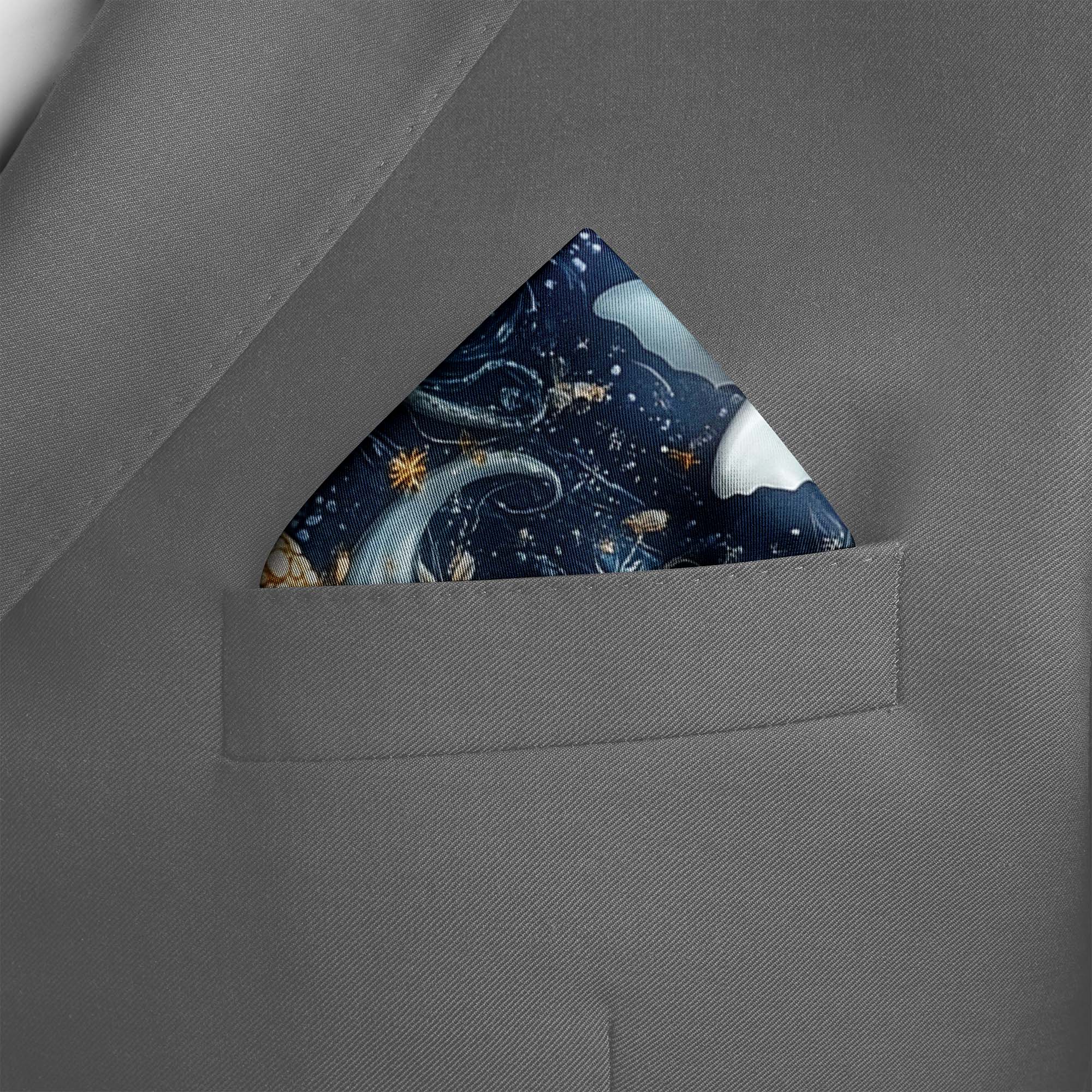 TWO DOLPHINS SILK POCKET SQUARE