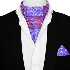 HOLOGRAPHIC IN NEON SILK ASCOT AND POCKET SQUARE SET – PREMIUM COLLECTION