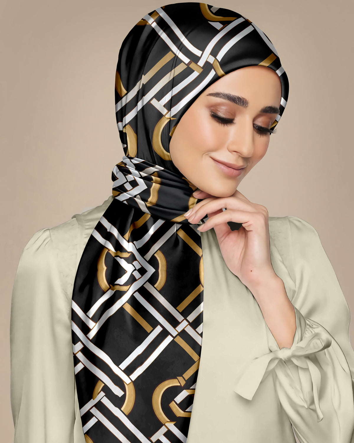 LUXURY GEOMATRIC SILK WOMEN HIJAB – PREMIUM COLLECTION